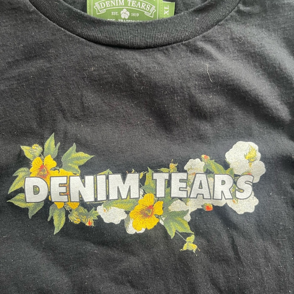 Denim Tears Black Floral Short Sleeve Tee